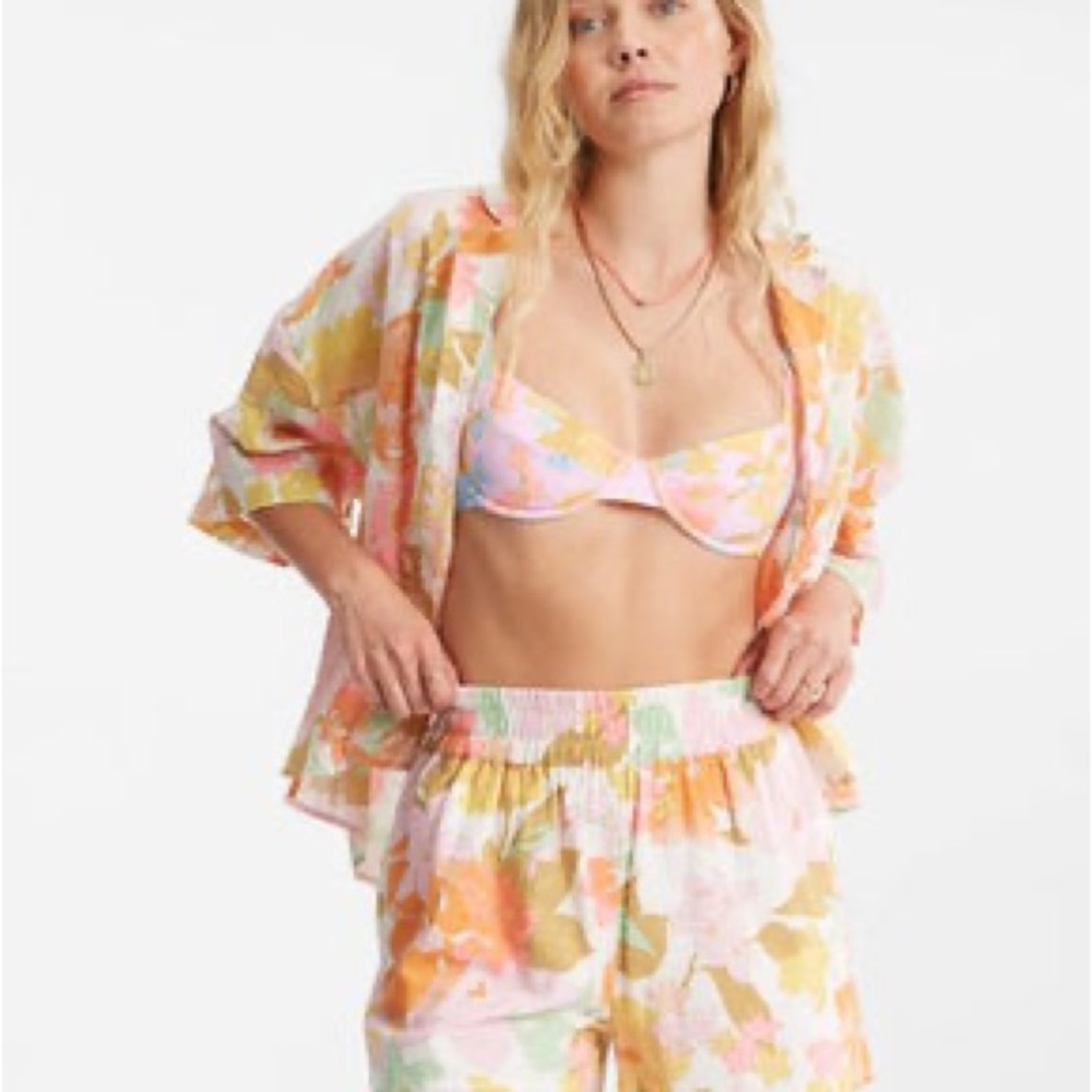 Billabong All Good Button Down Top Size M